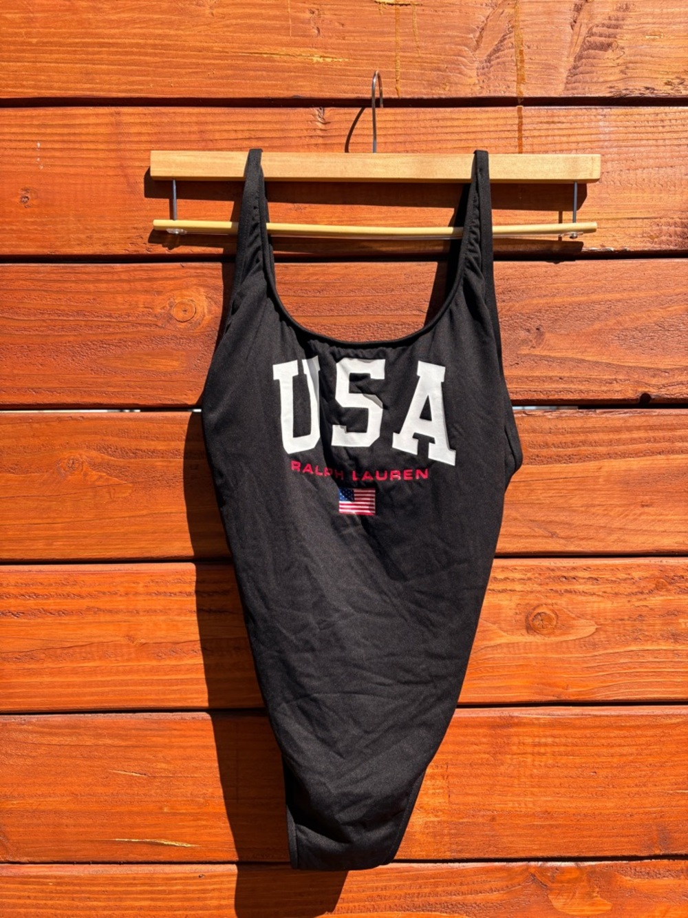 Ralph Lauren USA Black Scoop-Back Women's Bathing Suit Size S
